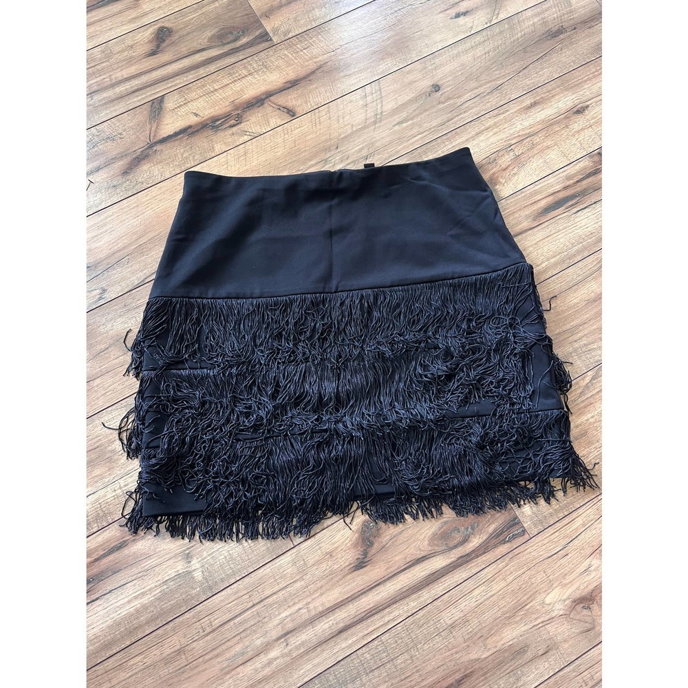 Ann Taylor size 10 black skirt with layered fringe
